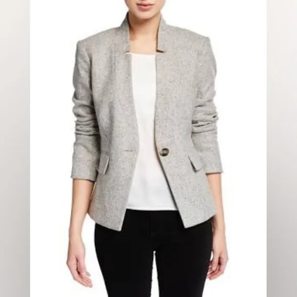 Veronica Beard 12 Farley Gray Tweed Wool Dickey Jacket Blazer Upcollar